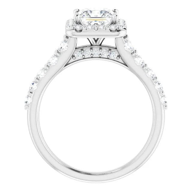 Princess Diamond Halo Engagement Ring