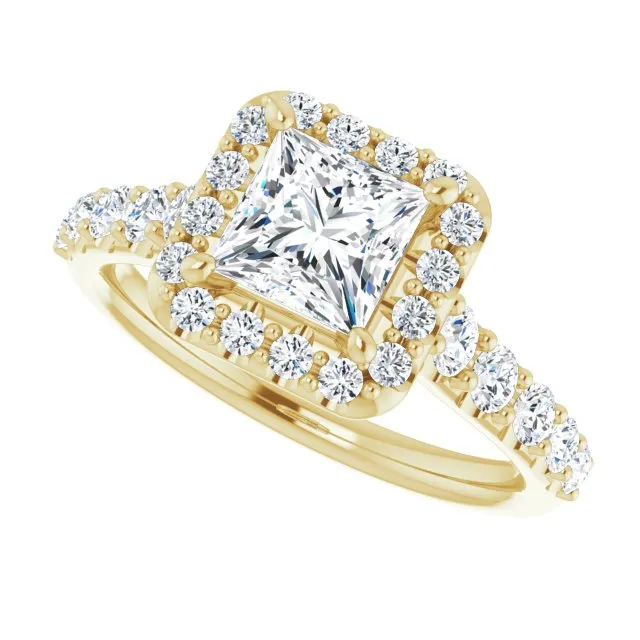 Princess Diamond Halo Engagement Ring