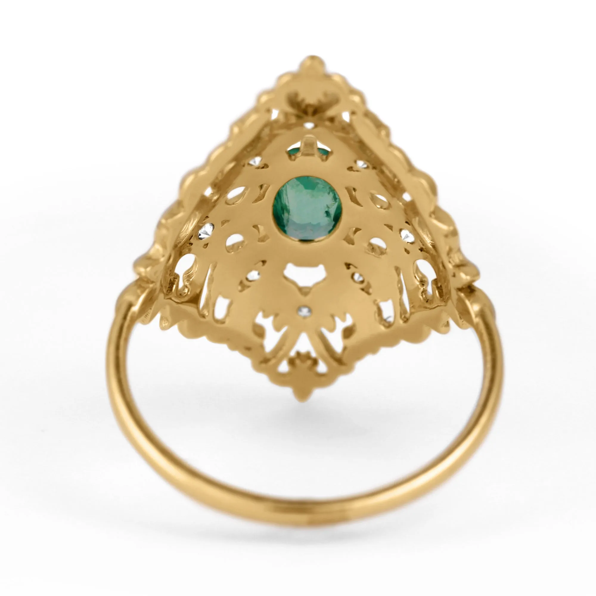 "Allegretto" Emerald Ring with Diamonds in Yellow Gold