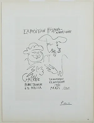 "Exposition Hispano-Americaine" by Picasso Signed Lithograph 10"x7"