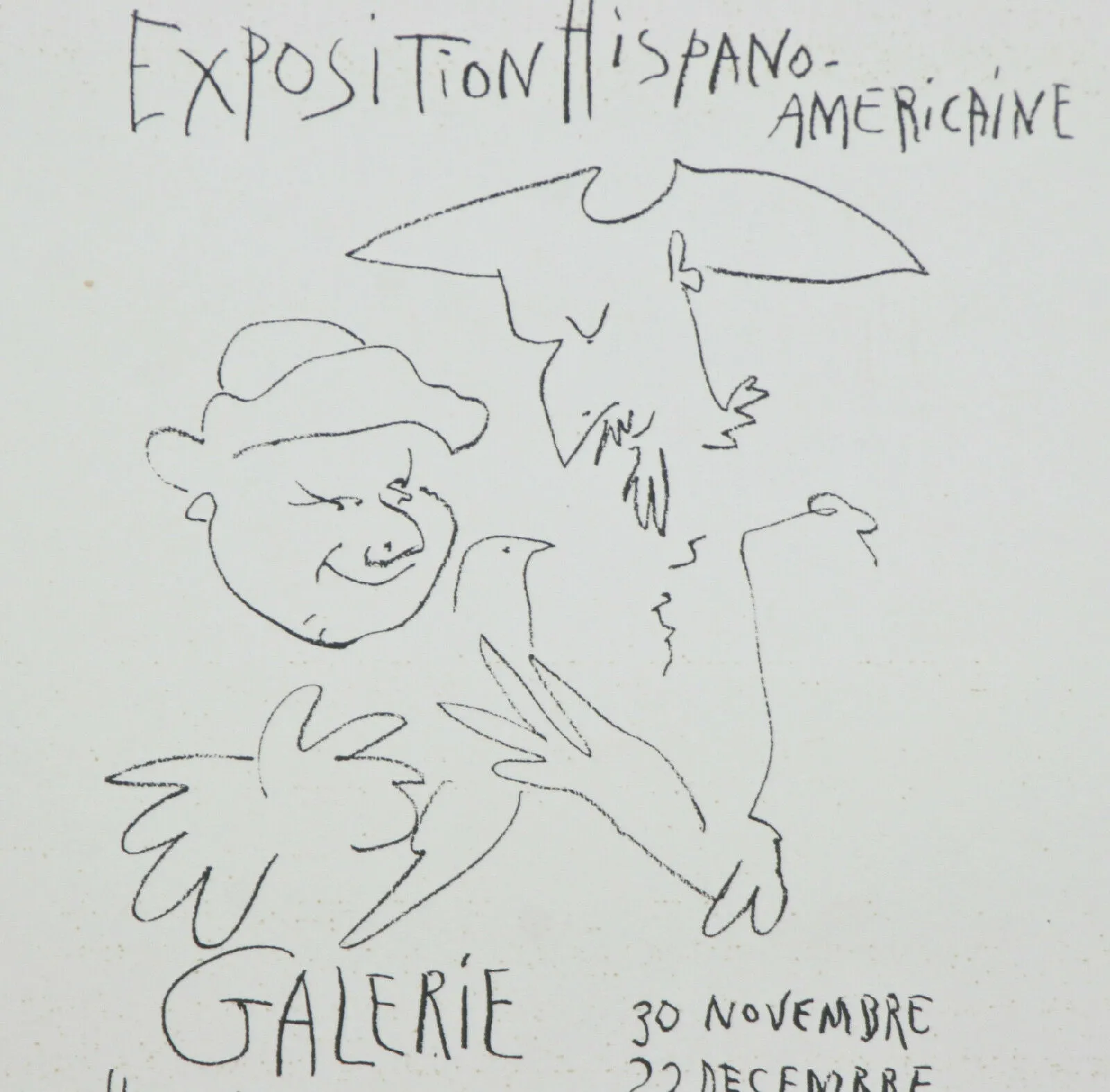 "Exposition Hispano-Americaine" by Picasso Signed Lithograph 10"x7"