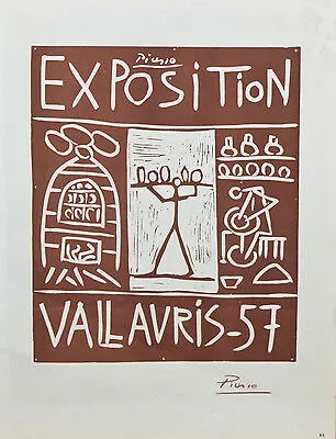 "Exposition Vallauris 1957" by Picasso Signed Lithograph 10"x7 1/2"