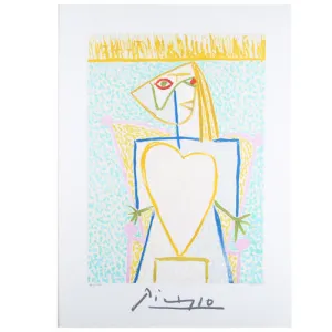 "La Femme, Buste Au Coeur" by Picasso Ltd Edition of 1000 Litho 21 1/2x29 1/2"