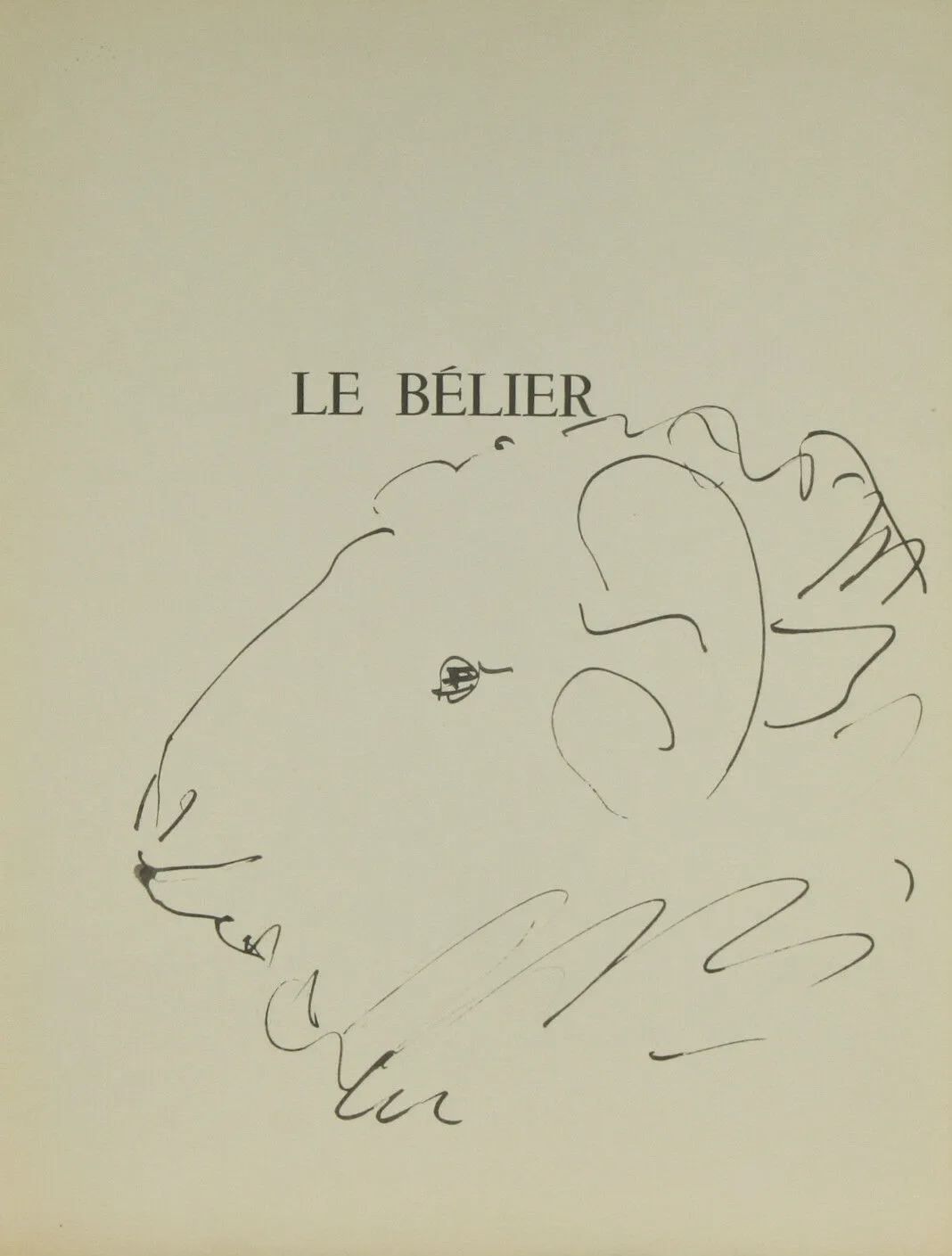 "Le Belier" By Pablo Picasso Lithograph from Buffon Book 14 3/4"x11"