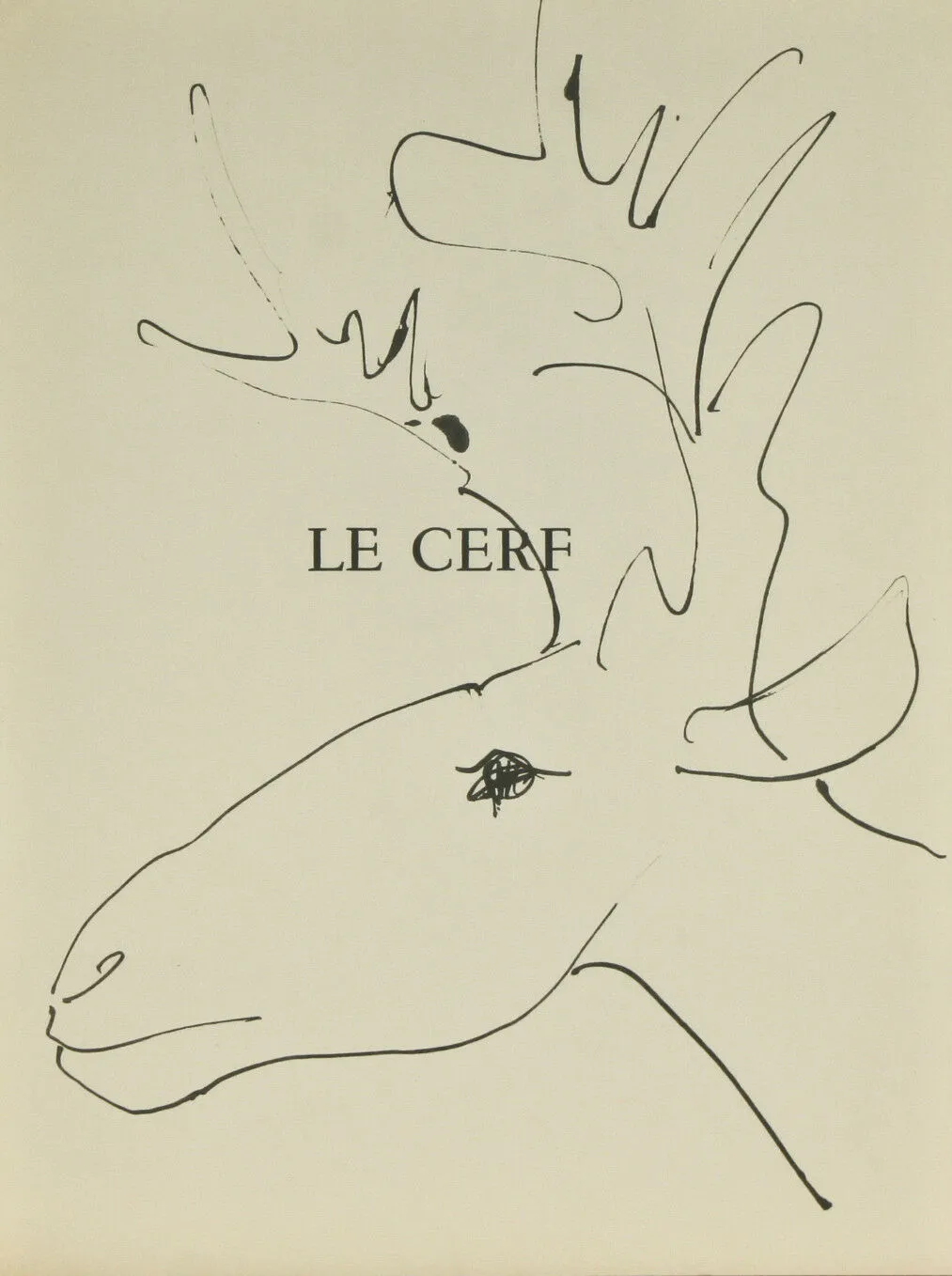 "Le Cerf" By Pablo Picasso Lithograph from Buffon Book 14 3/4"x11"
