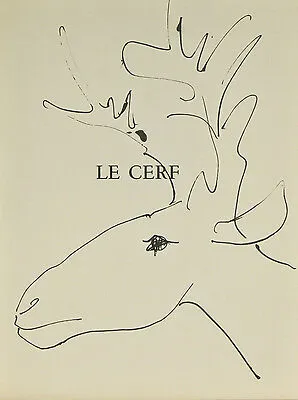 "Le Cerf" By Pablo Picasso Lithograph from Buffon Book 14 3/4"x11"