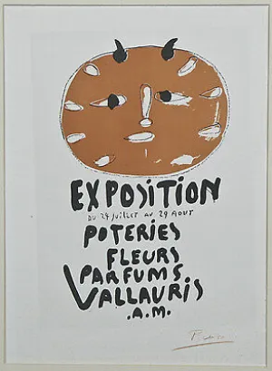 "Poteries, Fleurs, Parfums, Vallauris" by Picasso Signed Lithograph 10"x7"