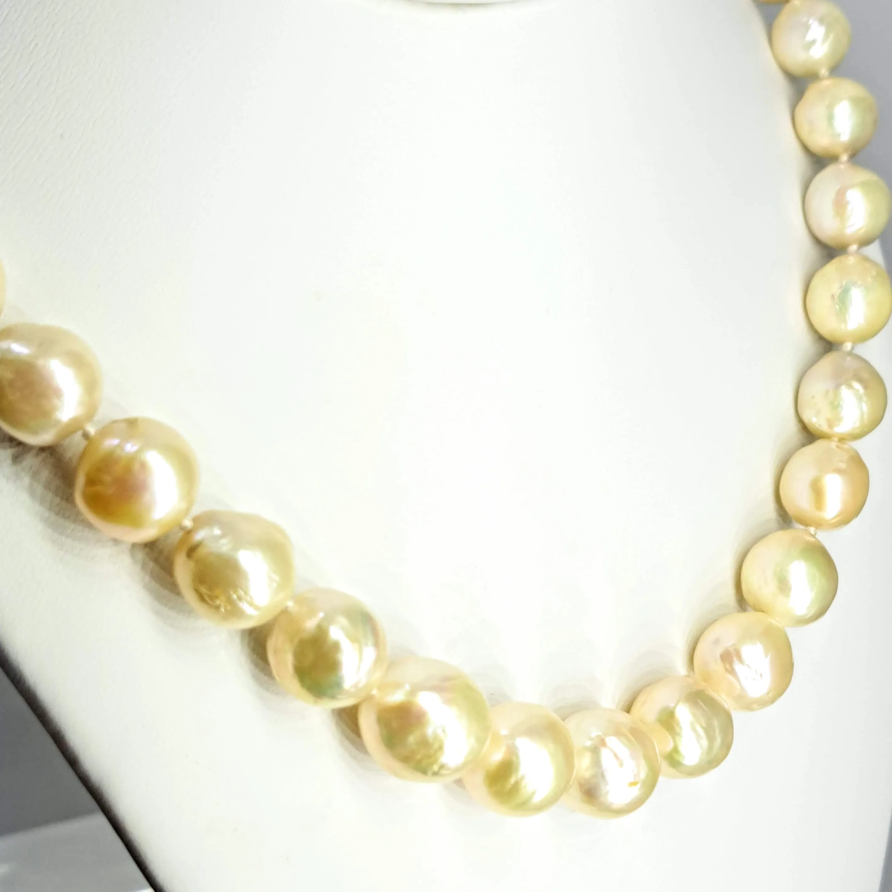 "Soft Champagne" 18" Necklace - Pearls, 14K Gold Clasp