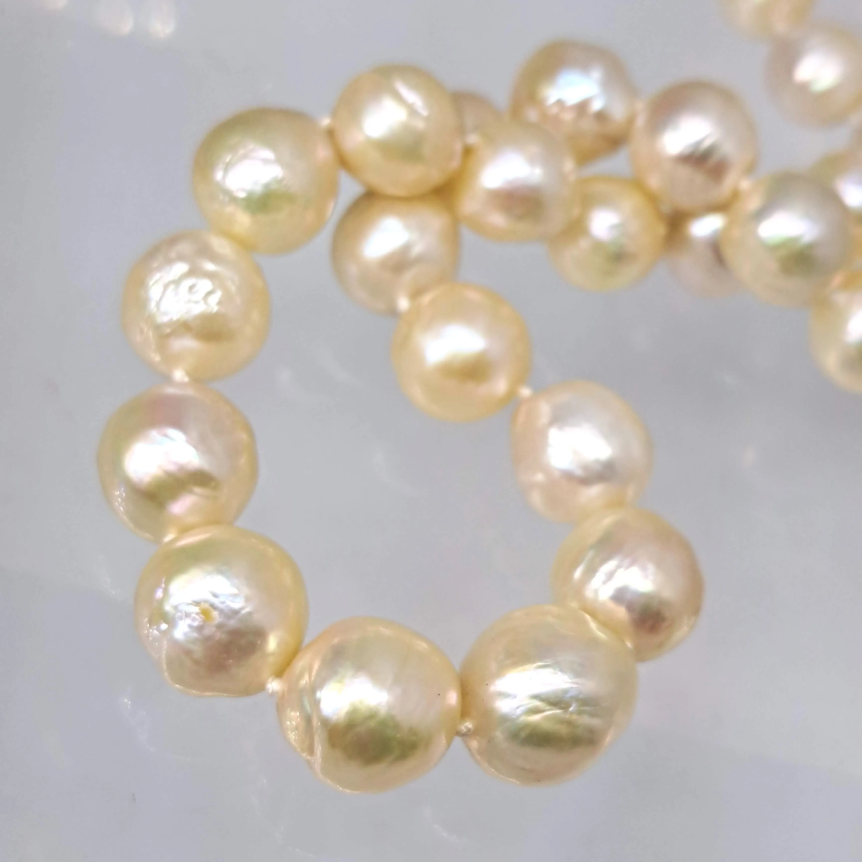 "Soft Champagne" 18" Necklace - Pearls, 14K Gold Clasp