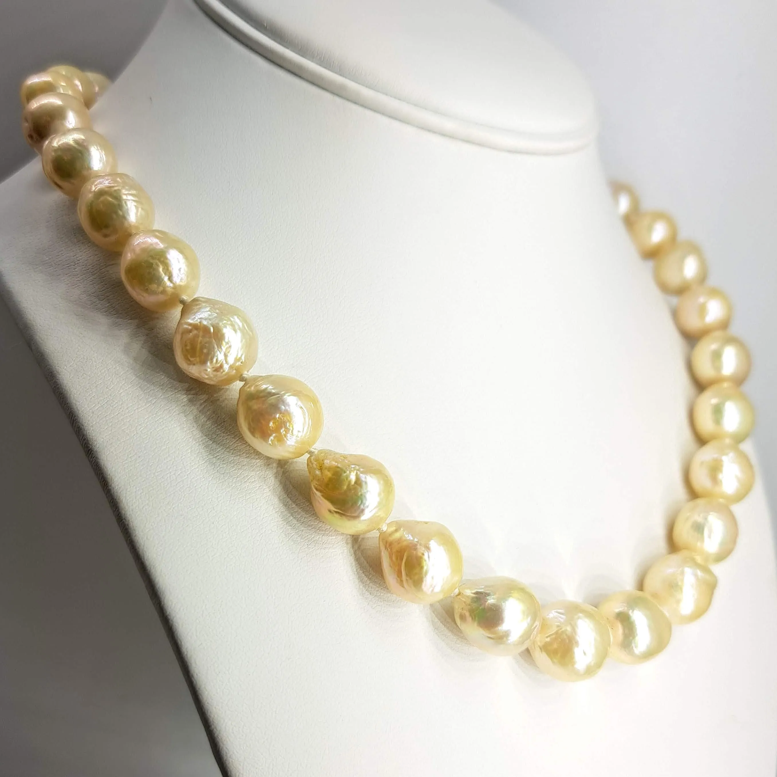 "Soft Champagne" 18" Necklace - Pearls, 14K Gold Clasp
