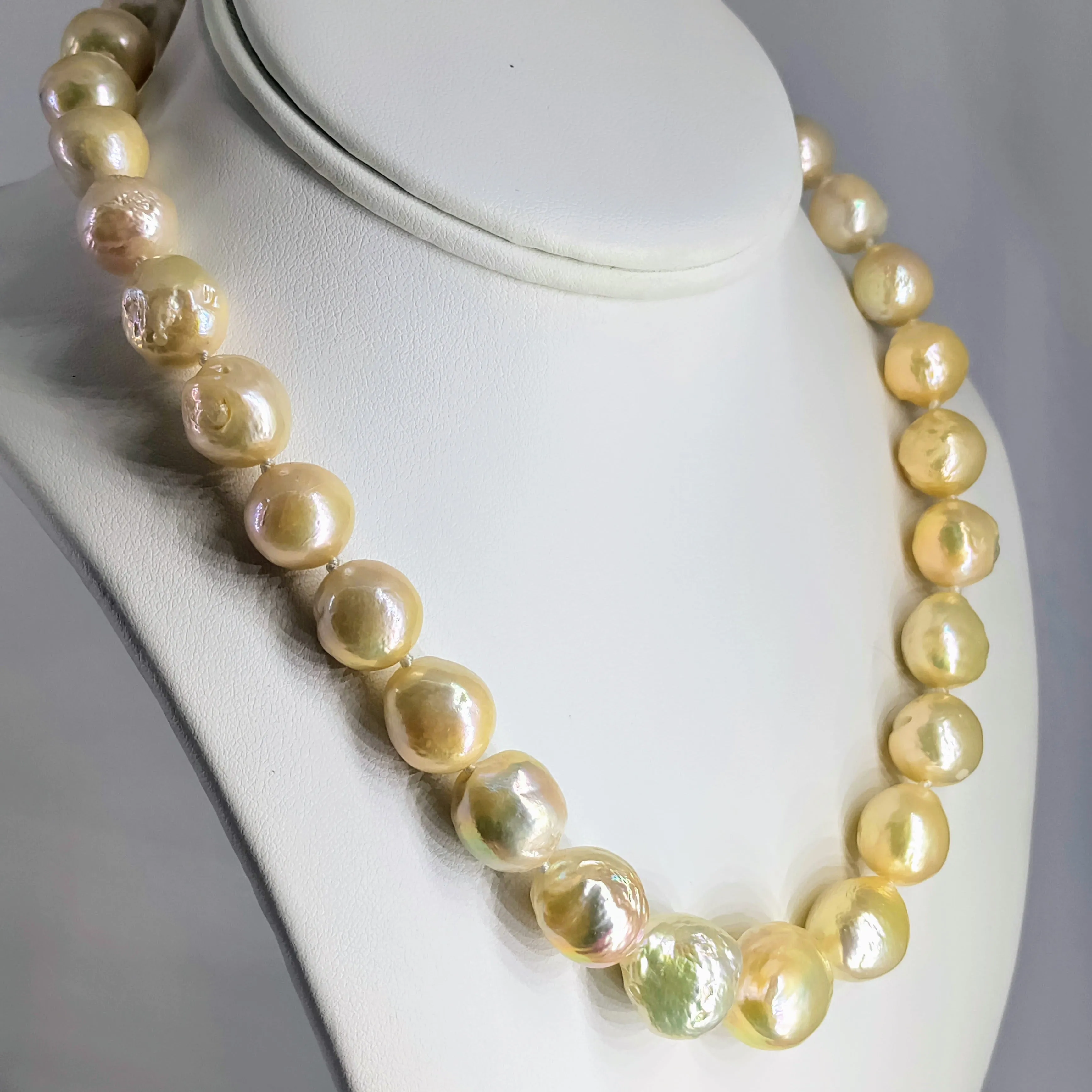 "Soft Champagne" 18" Necklace - Pearls, 14K Gold Clasp