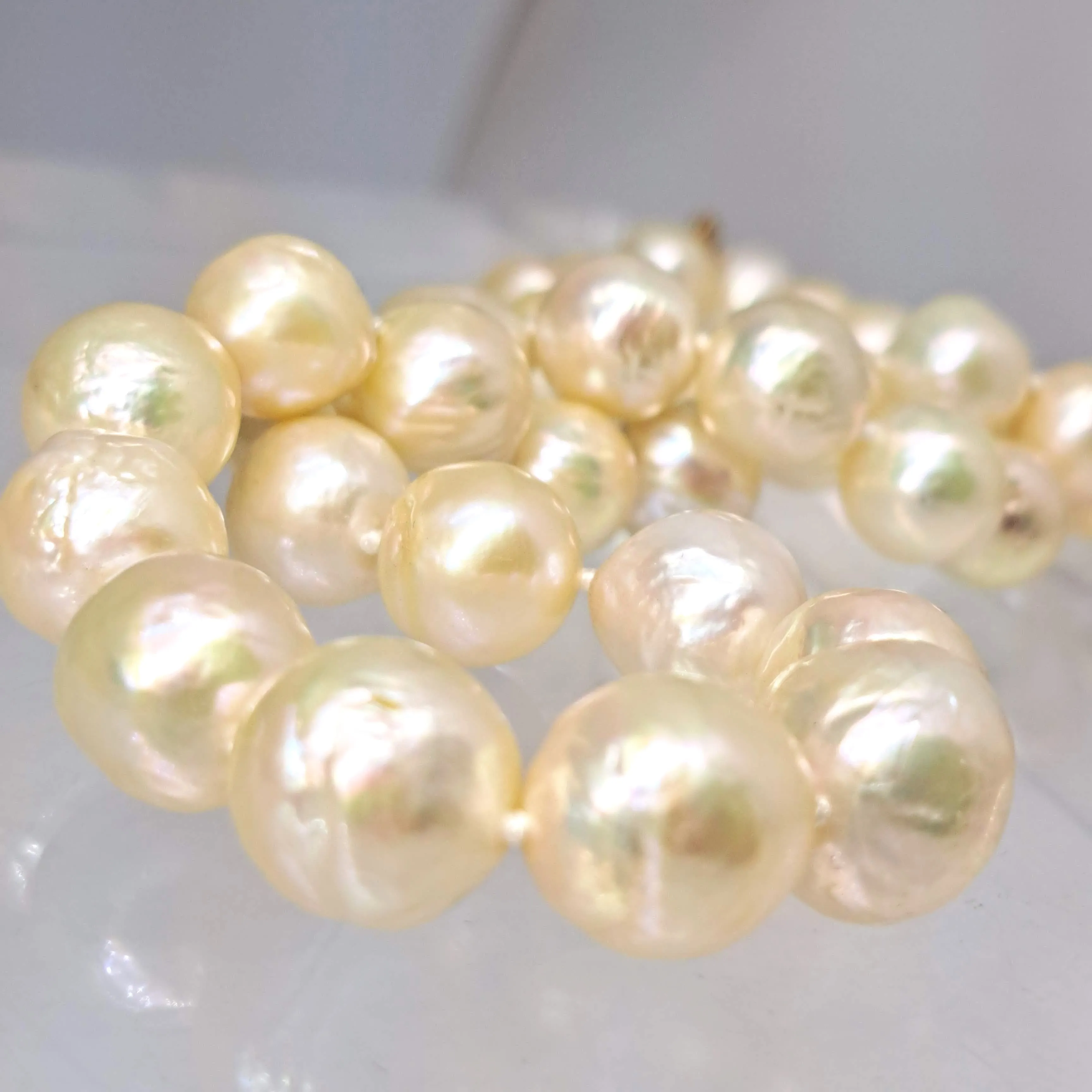 "Soft Champagne" 18" Necklace - Pearls, 14K Gold Clasp