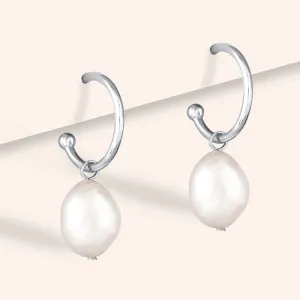 "Strada"  Baroque Freshwater Pearl Hoop Earrings