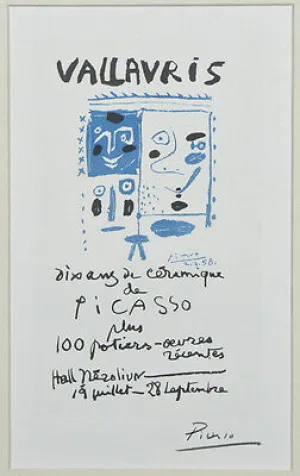 "Vallauris Dix Ans De Cermaique" by Picasso Signed Lithograph 9"x5 1/2"