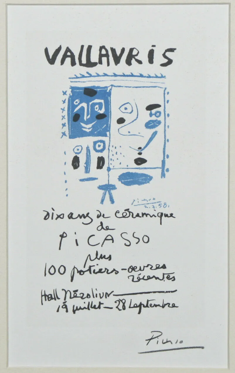 "Vallauris Dix Ans De Cermaique" by Picasso Signed Lithograph 9"x5 1/2"