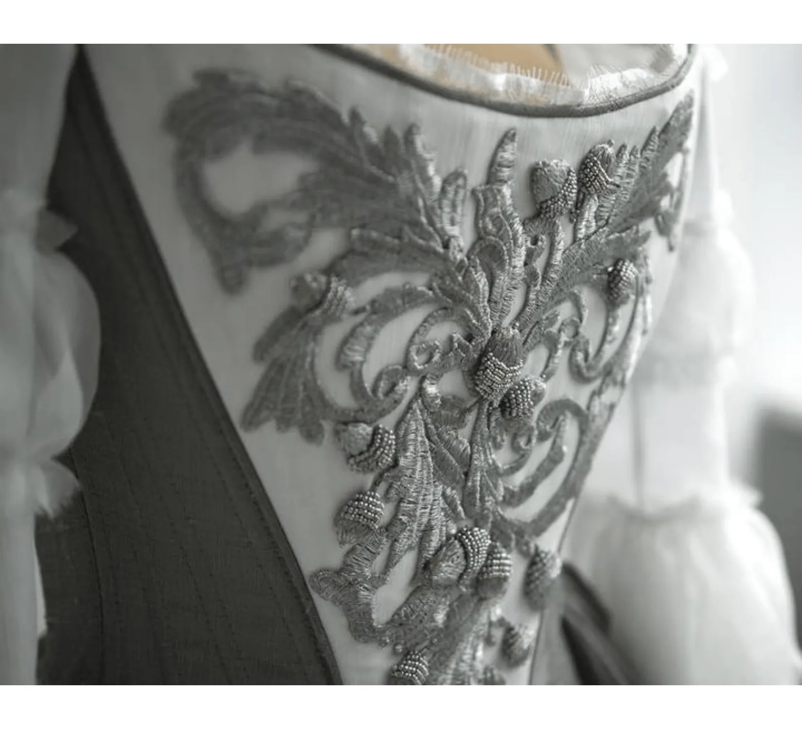 Rococo Outlander Claire silk wedding dress