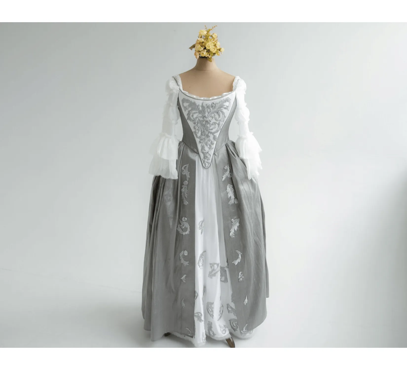 Rococo Outlander Claire silk wedding dress