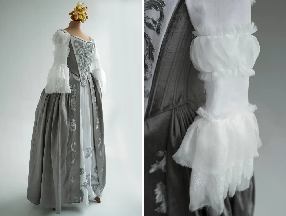 Rococo Outlander Claire silk wedding dress
