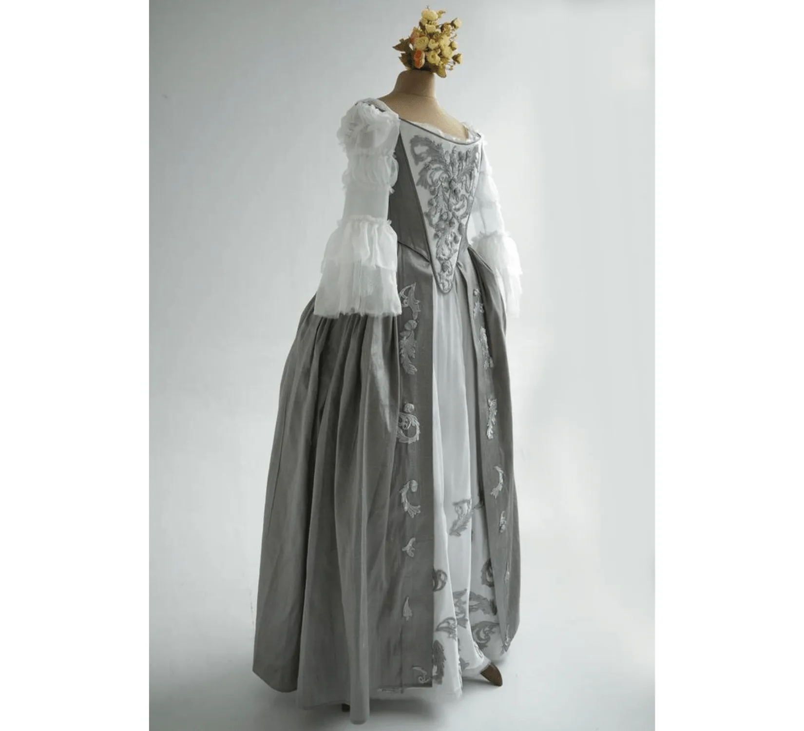 Rococo Outlander Claire silk wedding dress