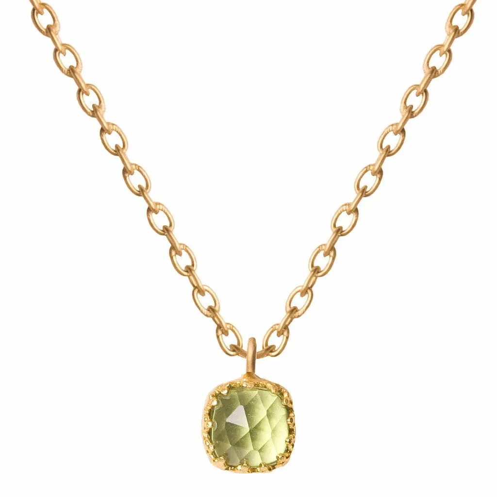 Rococo Peridot Square Pendant Necklace