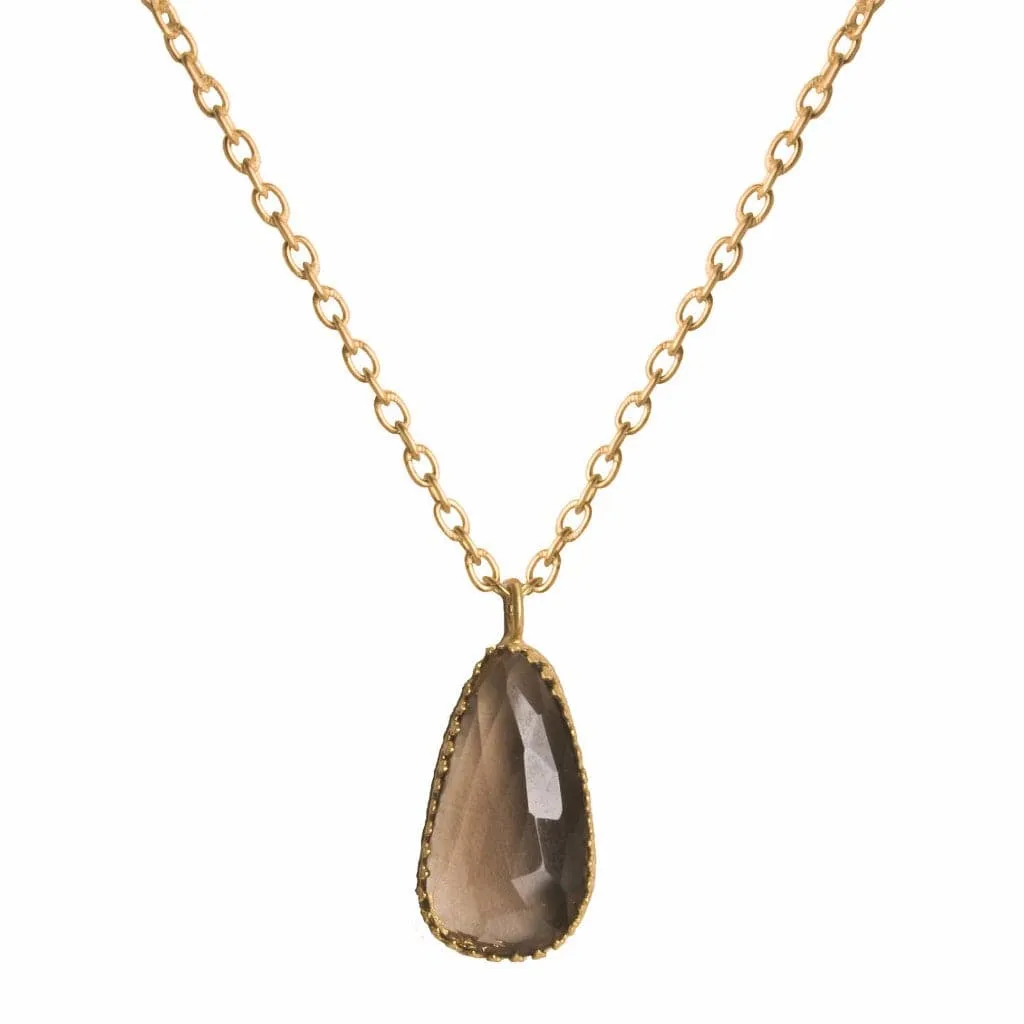 Rococo Smoky Quartz Teardrop Necklace