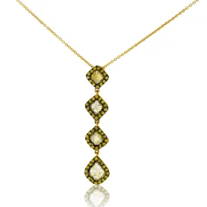 Rose Cut Yellow Diamond & Yellow Diamond Pendant w/Chain
