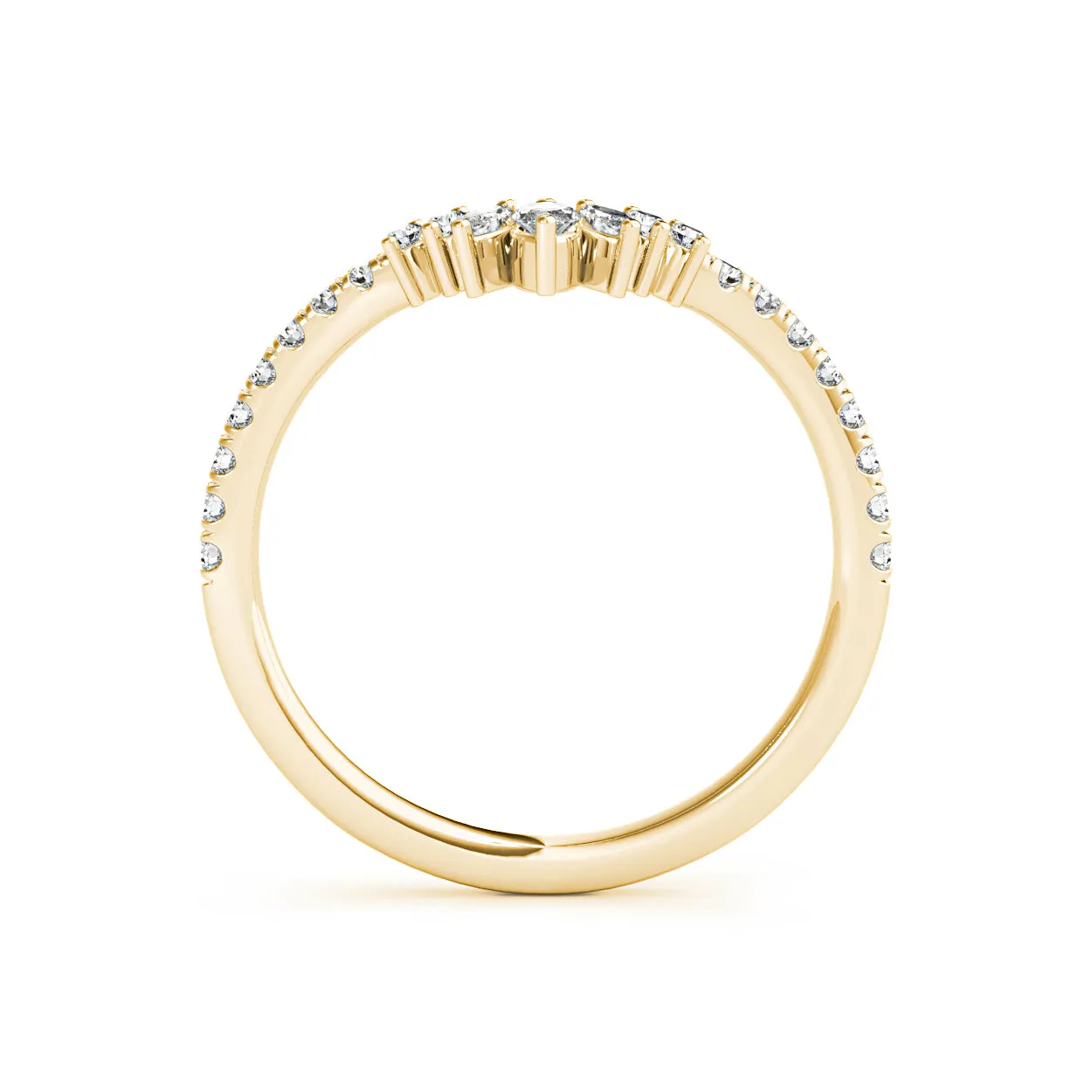 Round And Marquise Diamond Curved Band