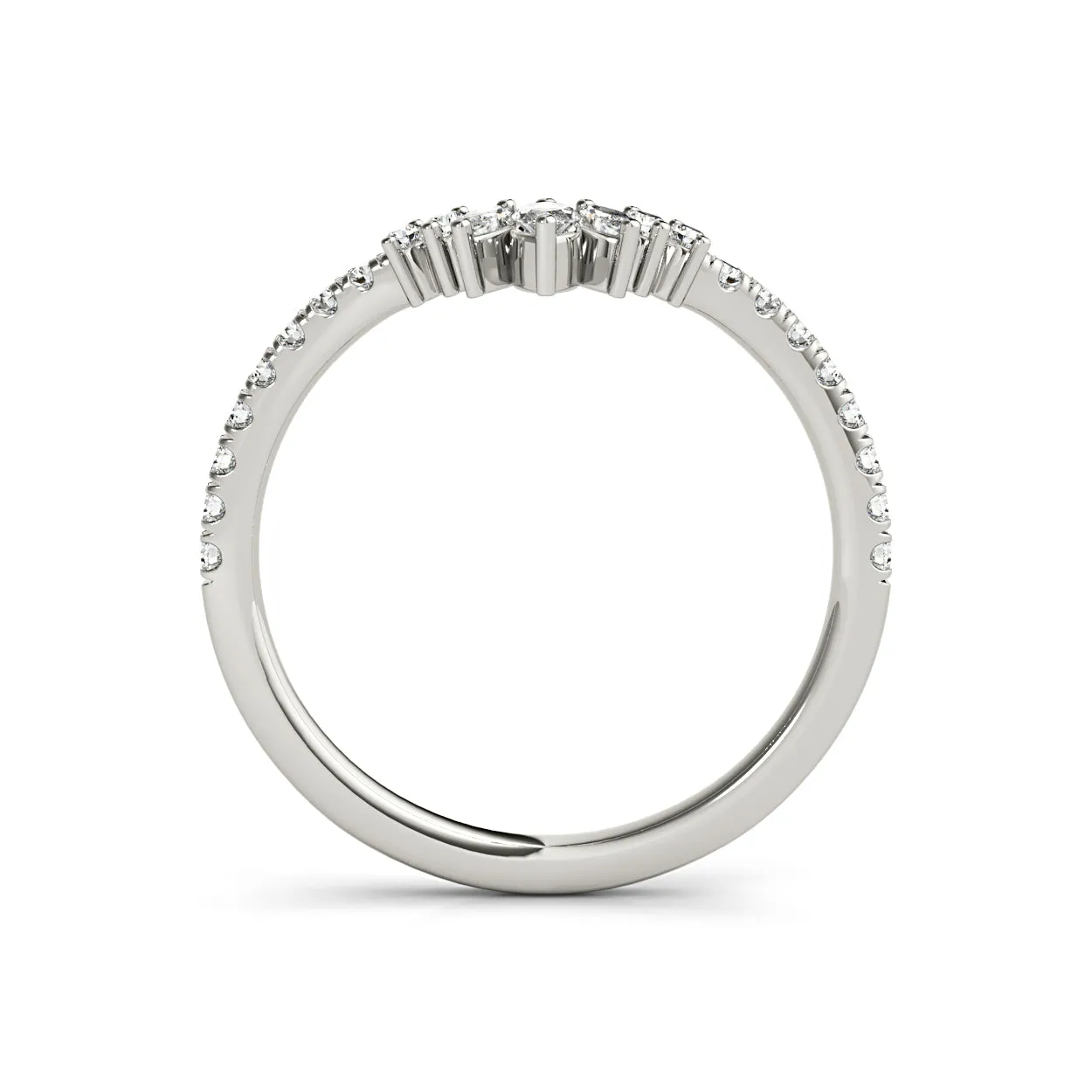 Round And Marquise Diamond Curved Band