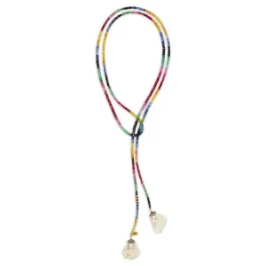 Ruby, Emerald, and Sapphire Baroque Pearl Classic Gemstone Lariat with Diamonds