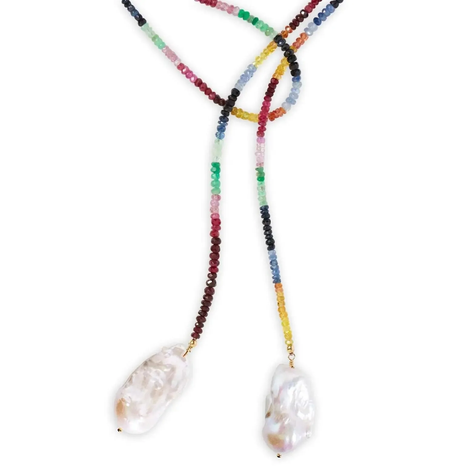 Ruby, Emerald and Sapphire Classic Gemstone Lariat