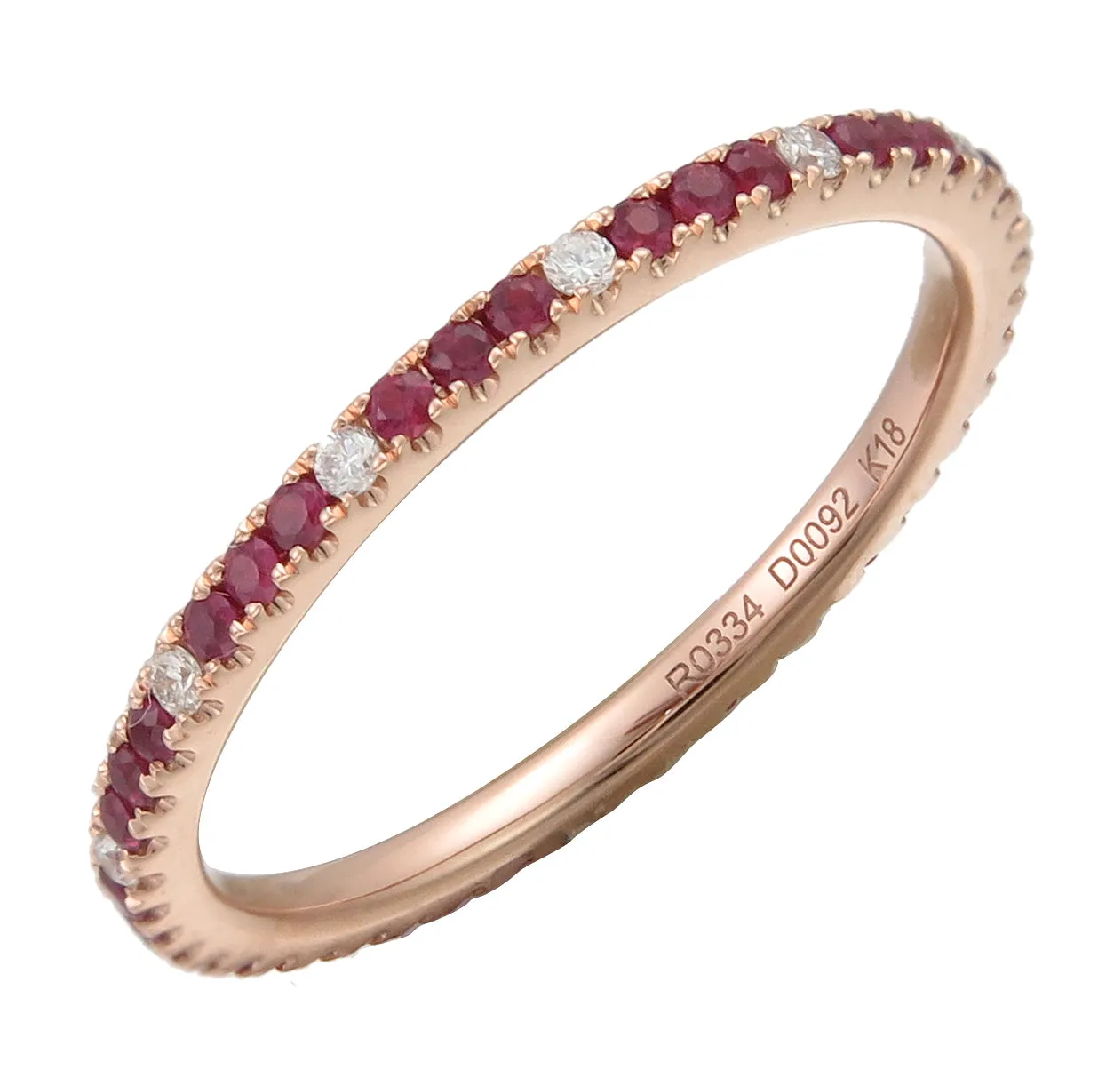 Ruby Eternity Band with Alternating Diamonds