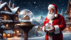 Santa with a Snow Globe AI Created One of a Kind Digital Download Canvas Poster Wall Art DIY Printable Gift Make Your Own Crafts