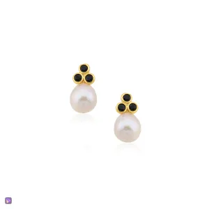 Sarah Triple-Stone Pearl Earrings
