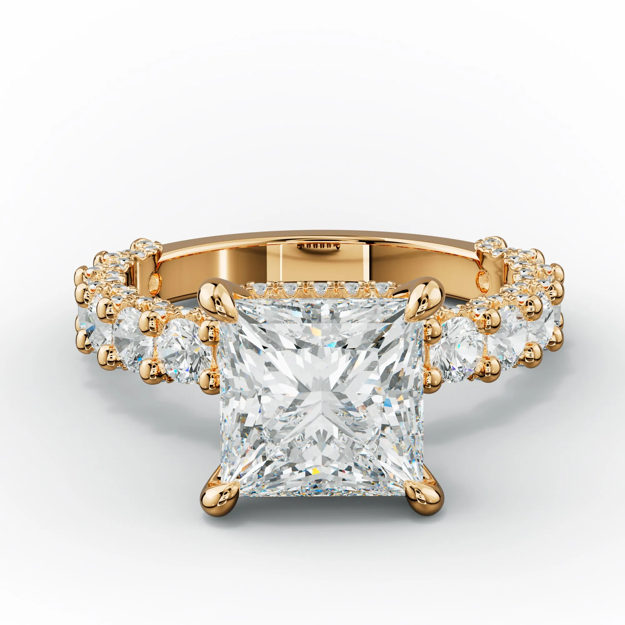 Savannah Princess Cut Diamond Engagement Ring With Accented Side stones