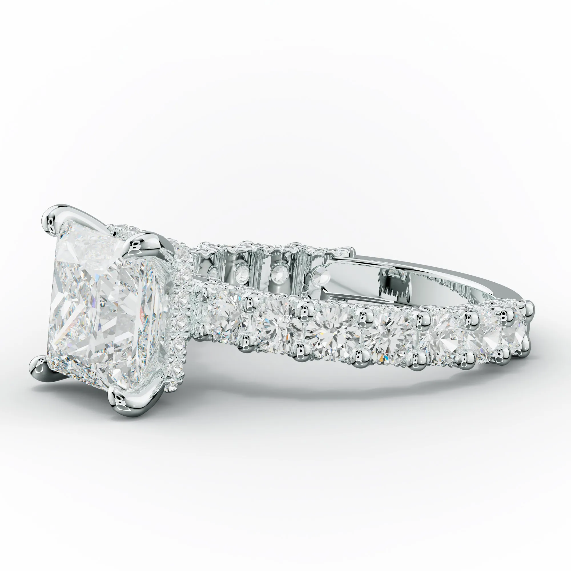 Savannah Princess Cut Diamond Engagement Ring With Accented Side stones