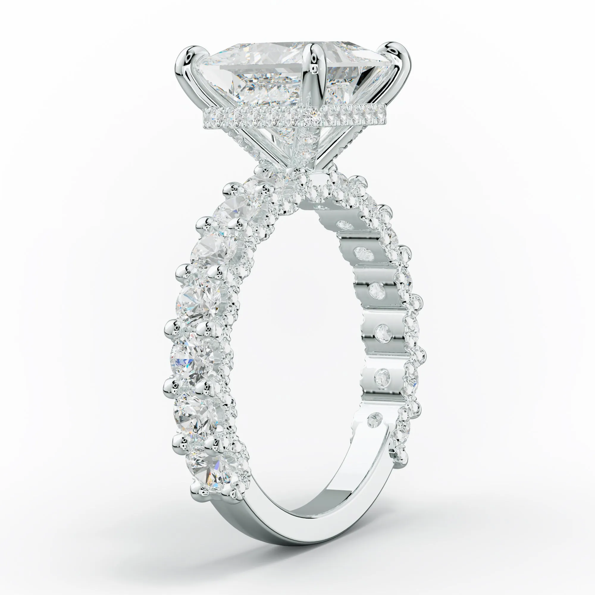 Savannah Princess Cut Diamond Engagement Ring With Accented Side stones