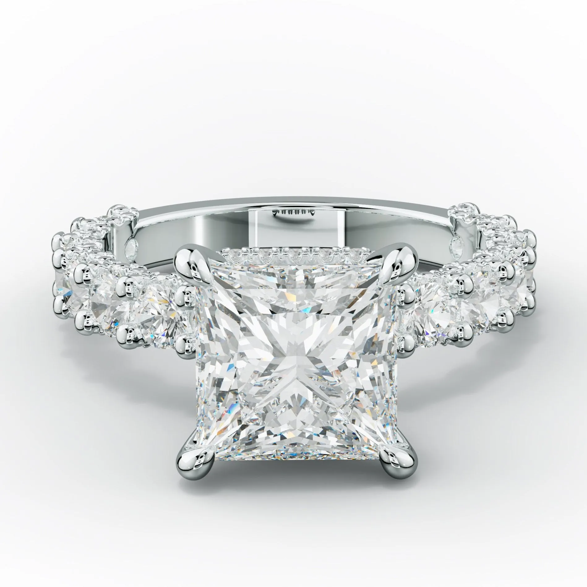 Savannah Princess Cut Diamond Engagement Ring With Accented Side stones