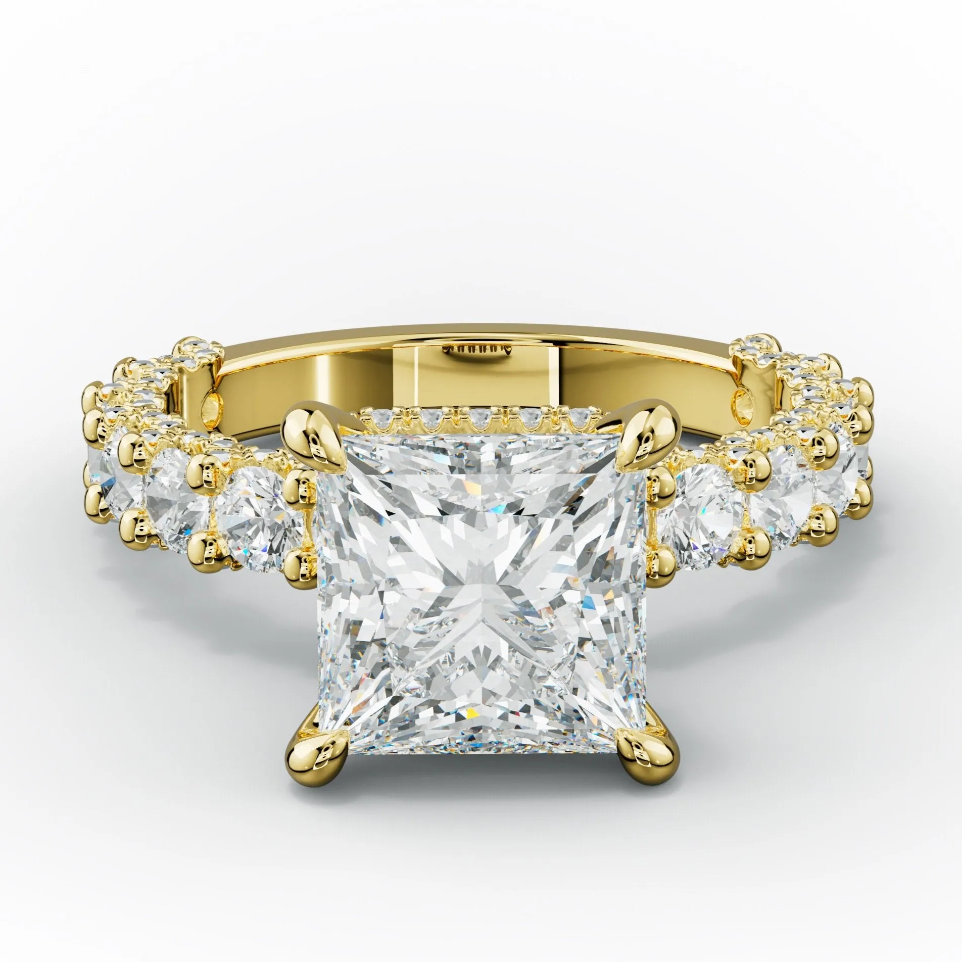 Savannah Princess Cut Diamond Engagement Ring With Accented Side stones