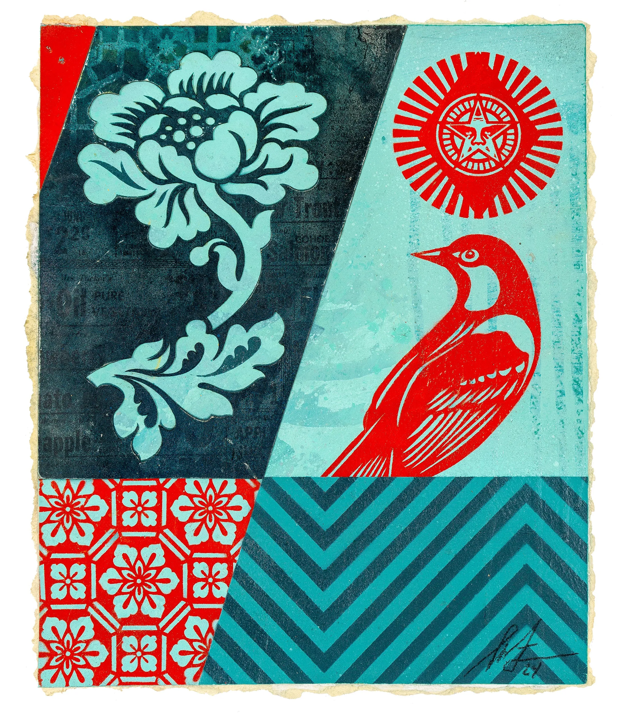 Shepard Fairey | Bird Study (Red)