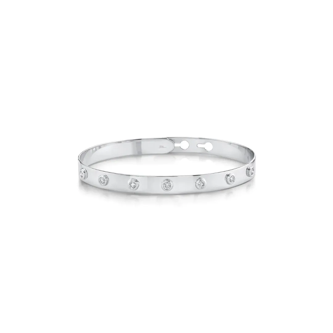 Shy Creation Diamond Bezel Latch Lock Bangle