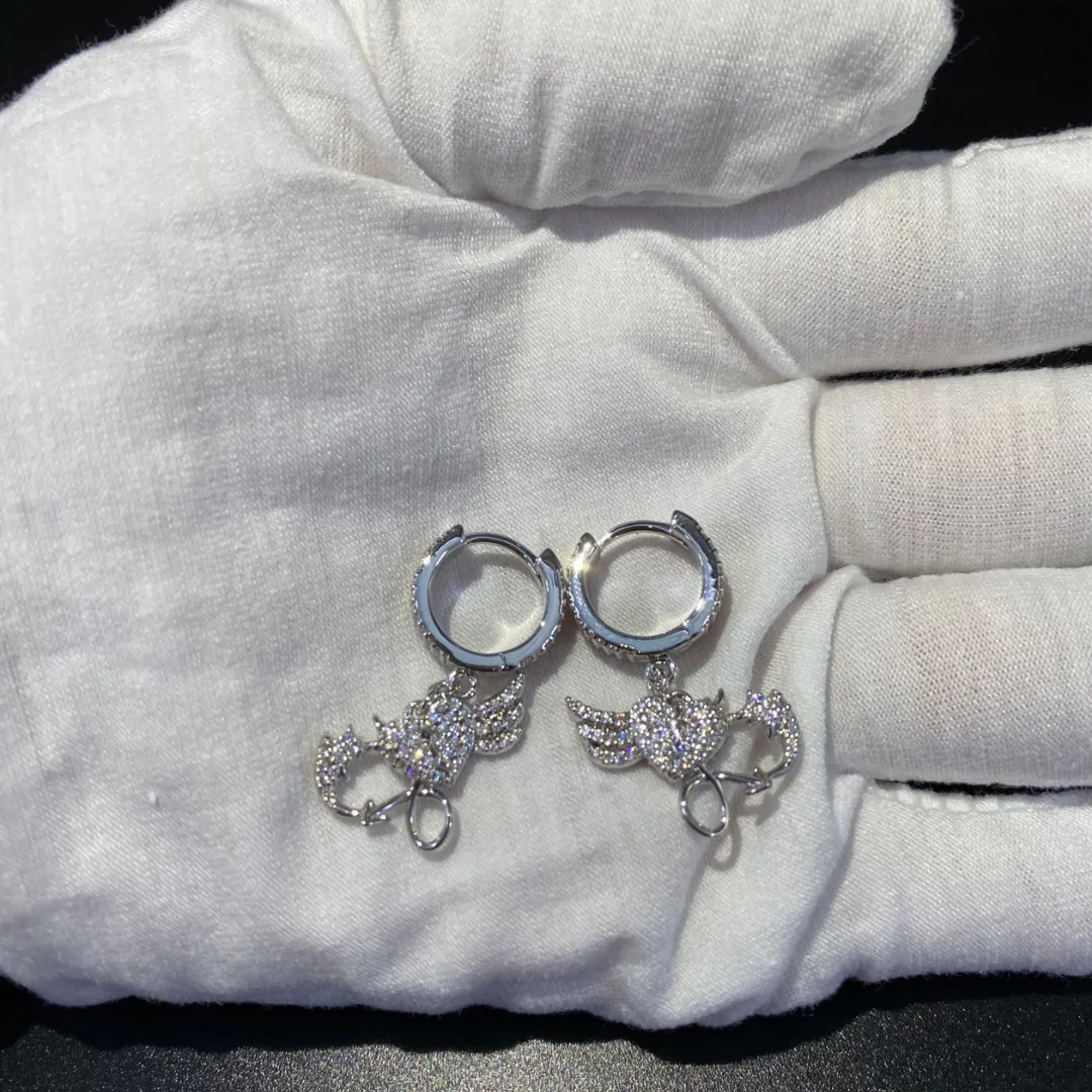 Silver Diamond Heart Cuff Earrings