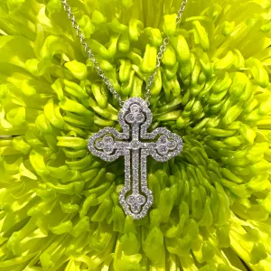 Simon G Diamond Cross Pendant Necklace 18K White Gold LP4075-S