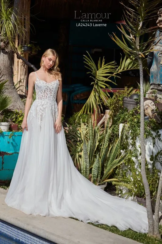 Size 16 L'amour LA24243 Laverne Ivory/Light Nude Gown