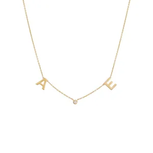 Solid Initial X Diamond Bezel Necklace 14K