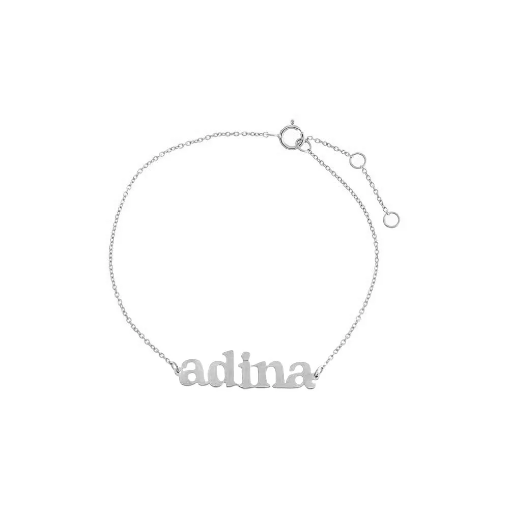 Solid Mini Lowercase Nameplate Bracelet 14K
