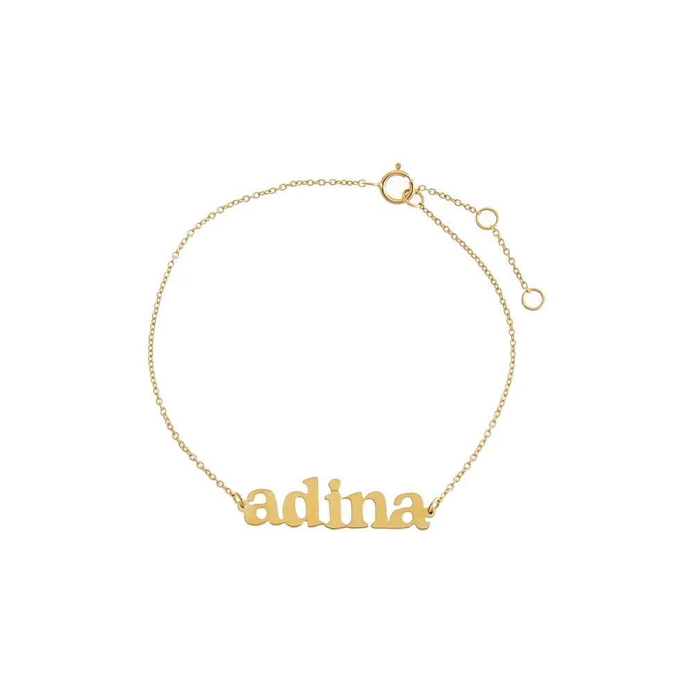 Solid Mini Lowercase Nameplate Bracelet 14K