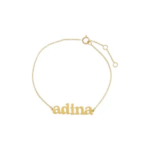 Solid Mini Lowercase Nameplate Bracelet 14K