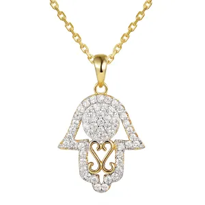 Solitaire Hamsa Hand Mini Designer Pendant 18" Chain