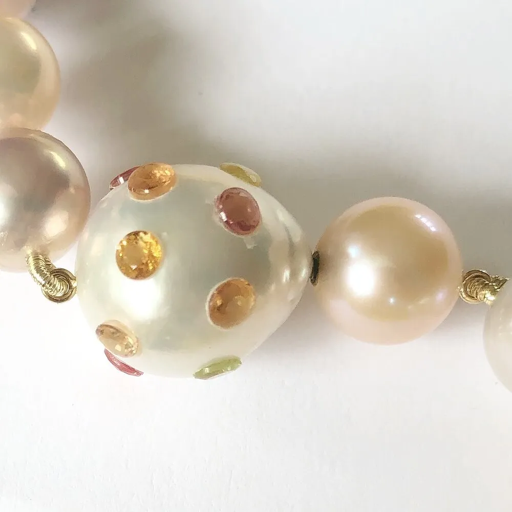 South Sea & Freshwater Baroque Pearl Necklace with South Sea Pearl & Sapphire Gemstone Clasp