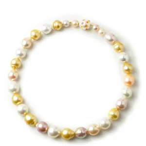 South Sea & Freshwater Baroque Pearl Necklace with South Sea Pearl & Sapphire Gemstone Clasp